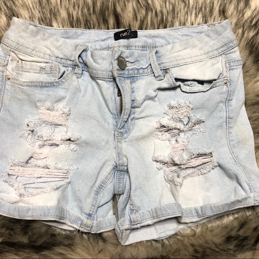 Ripped jean shorts